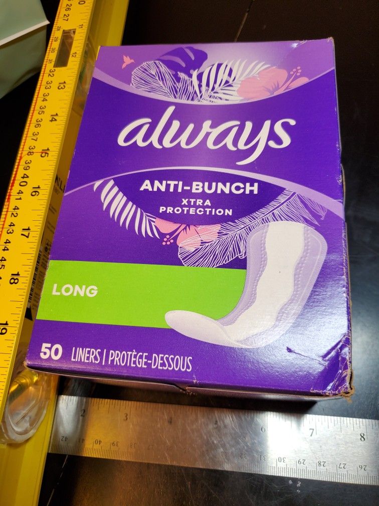 NEW Always Xtra Protection Daily Liners Long Unscented, 50 Count.