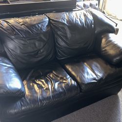 Leather Loveseat Black 