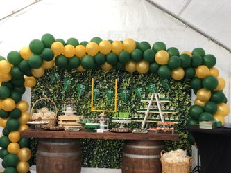 Super Bowl party decoration balloons and background