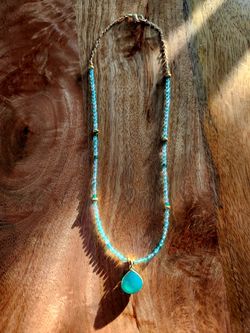 14K Gold Green Onyx Necklace