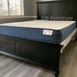 Ck Black Alina Bed With Ortho Mattress Included 