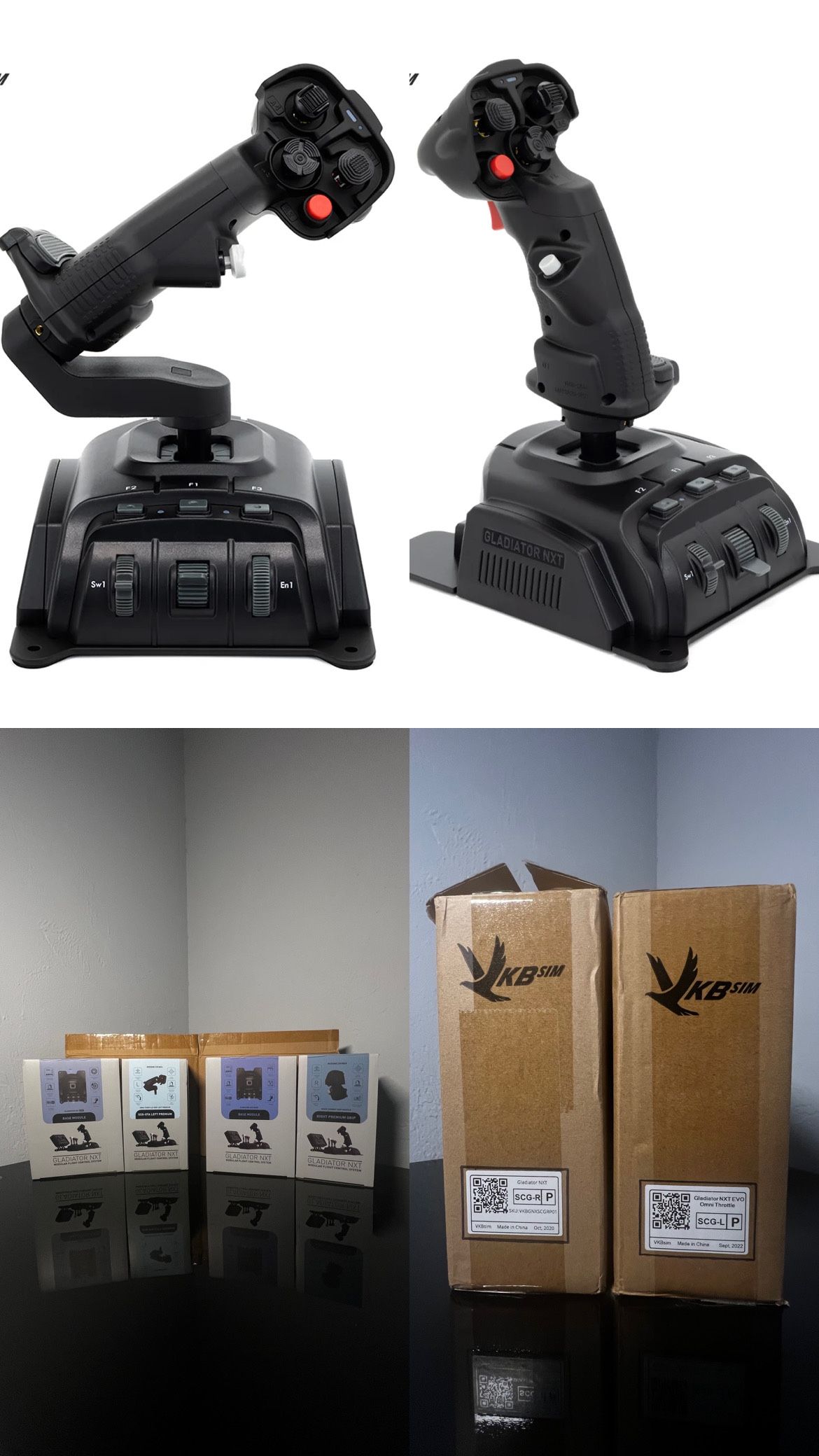 VKB Gladiator NXT/EVO Joystick + Omni Throttle Combo Flight Sim