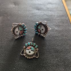 ZUNI EARRINGS AND  MATCHING PENDANT 