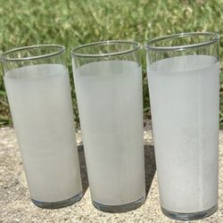 Vintage Libbey MCM Frosted Collins Highball Glasses Tumblers Set of 3 Cocktail