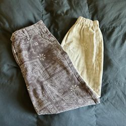 Maroon and Cream Paisley SHEIN Denim Joggers