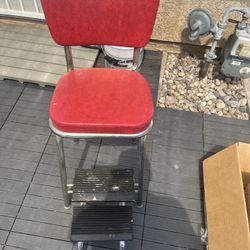 Vintage Red Kitchen Step Stool 