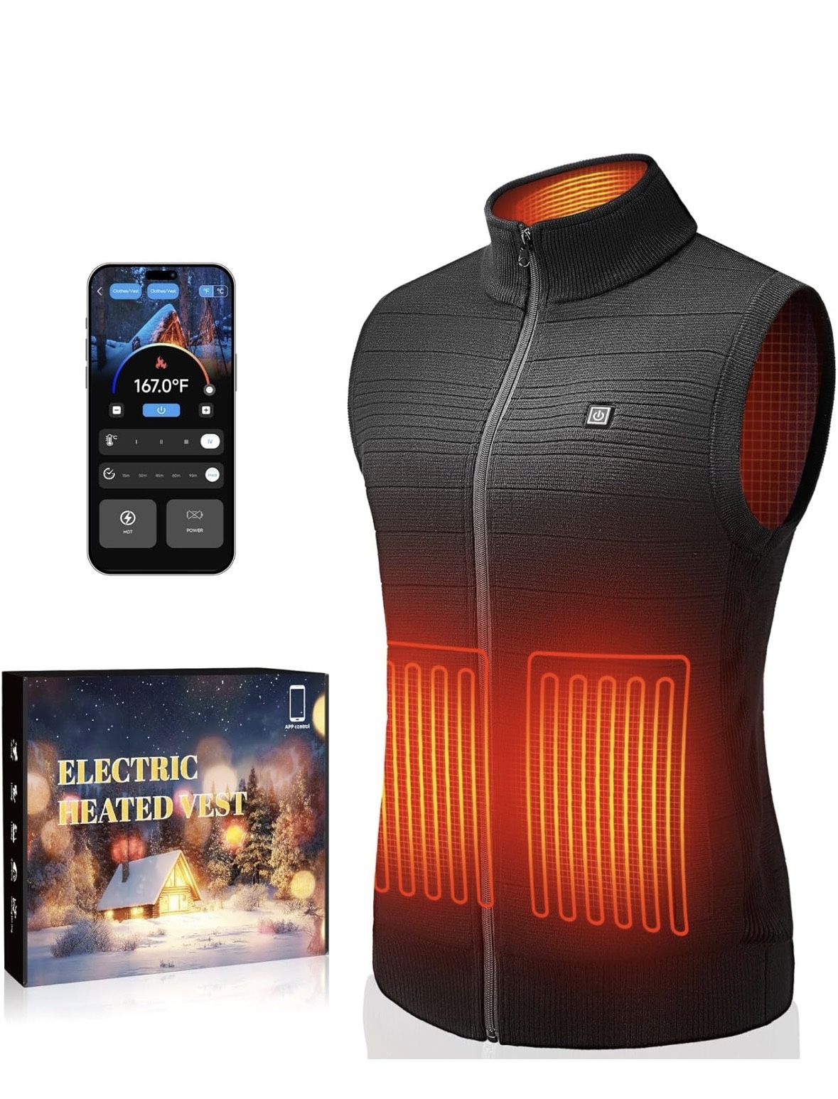Women’s Heated Vest w/ 16000mAh Battery App & Button Control Electric (Small)