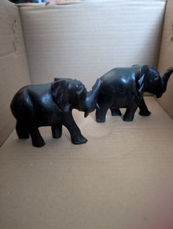 Hand Carved Wooden Elephants, Oxs, Rhinos, Frog, Deer 
