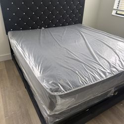 King Size Bed Frame With Mattress All New Furniture And Free Delivery Free Installation 