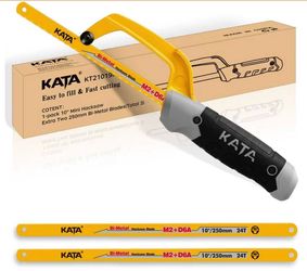 KATA 10 Inch Mini Hacksaw For Metal Cutting With 3PCS Blades In Tight Space