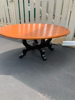 Round Wood Dining Table with Pedestal Base 36w 44h 19 d