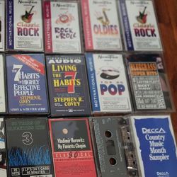Vintage Cassette Music Tapes With Bag 