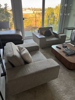 Oversized Modern Gray Lounge Chairs