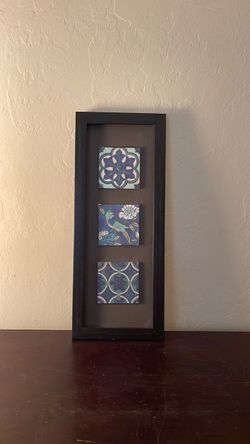 Framed Decorative Tile Art Triptych
