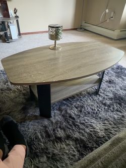 Modern Gray Coffee Table w/ Lower Storage Shelf