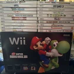 Black Nintendo Wii With 20 Games 