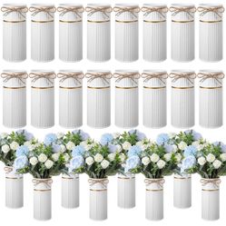 16 Pcs 7. 48 Inch Vases for Centerpieces Mason Jars with Twine Bow Galvanized Metal Flower Vase Rustic Vintage Farmhouse Tin Bucket Decor for Artifici