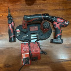 Milwaukee 12v Bandsaw, Soldering Iron, Drill/Driver 