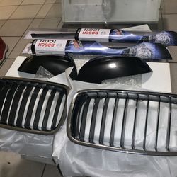 Bmw f30 OEM grills $35.00, side mirror cap $25, and $20 window wipers