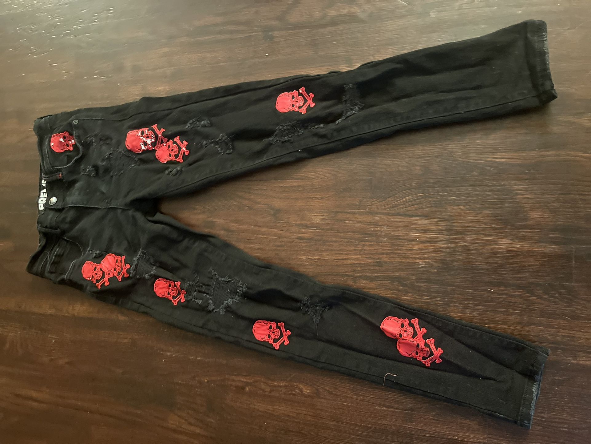 Black Jeans With Red Skulls