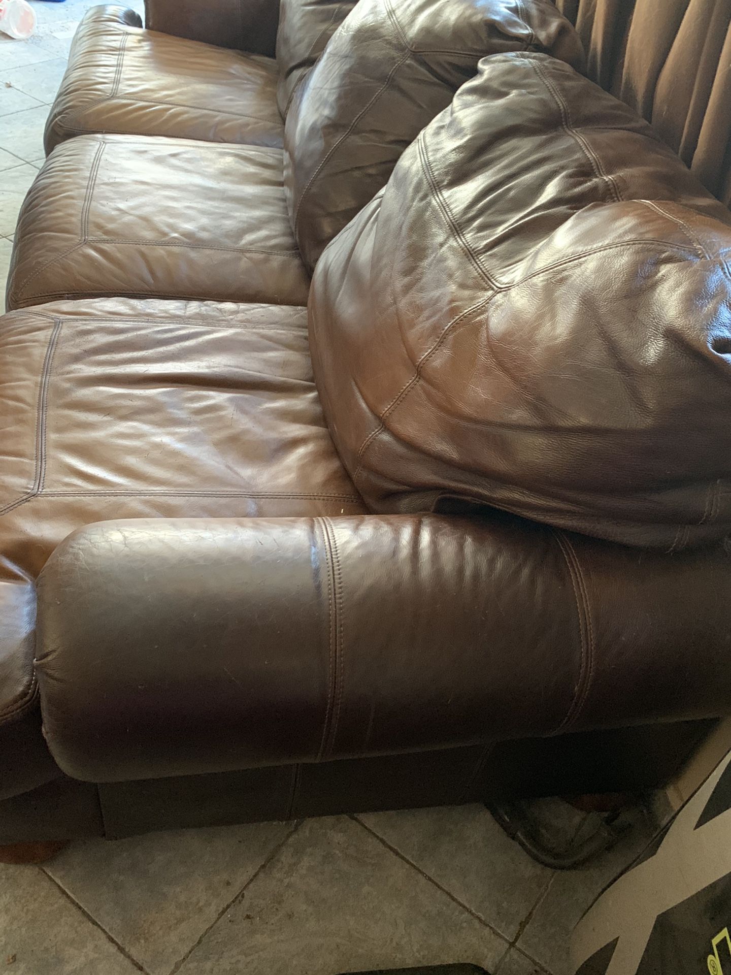 Three Seating Brown Couch