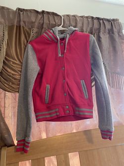 Pink And Grey Cotton Jacket Button Up Size Medium $8