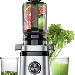 Juicer Machines, Cold Press Juicer with Wide Feed Chute, Slow Masticating Juicers for Whole Vegetables & Fruits, High Juice Yield, Easy to Clean, Larg