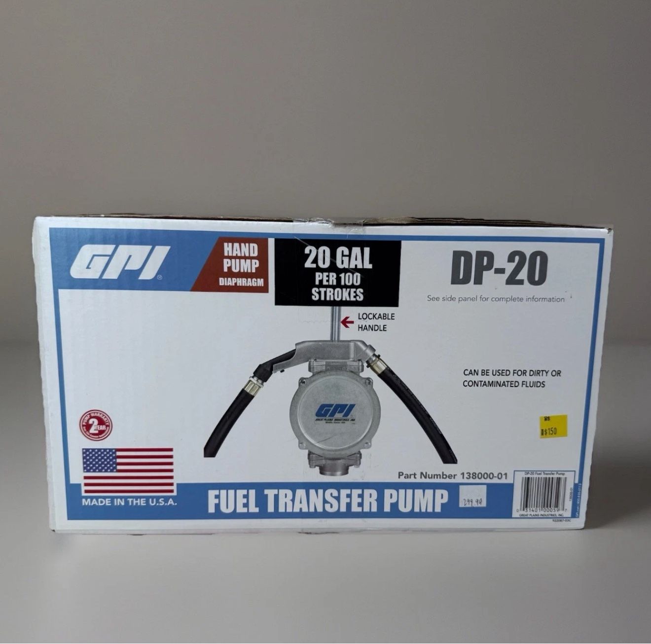 GPI Fluid Fuel Transfer Hand Pump DP-20 NIB
