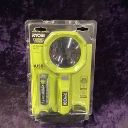 🧰🛠RYOBI USB Lithium 200 Lumens Magnifying Light Kit w/2.0Ah Battery & Charging Cable-NEW!-$30!🧰🛠
