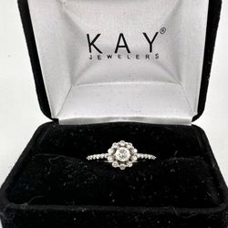 10k White Gold Diamond Engagement or Promise Ring