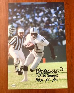 Cliff Branch Raiders HOF 3x Super Bowl Champion 12X18 JSA COA