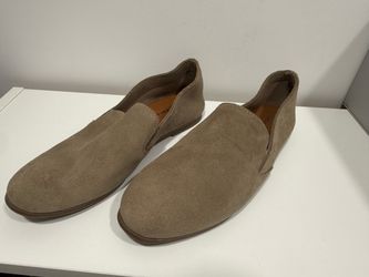 Lucky Brand taupe suede slip-on loafers