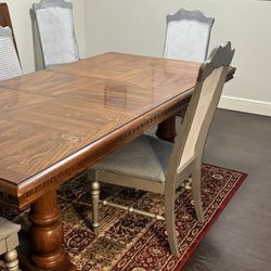 Vintage Dinning Room Table, Chairs And Cabinet 