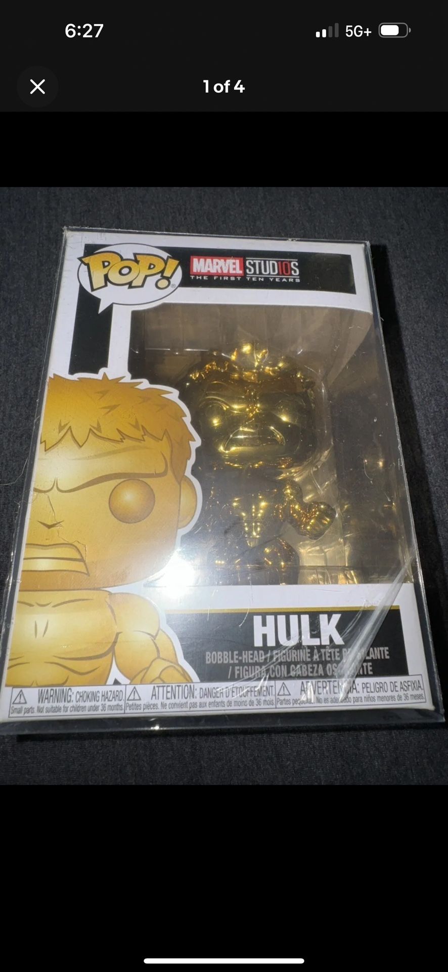 Funko Pop Marvel Studios : Gold Chrome Hulk #379 Vinyl Figure w/ Protector