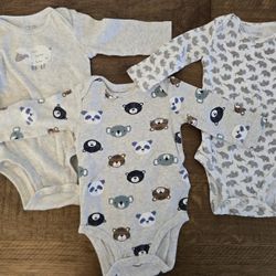 3pc Carter's Baby Long Sleeves Bodysuits (3-6 Months)
