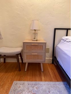 Matching Cane Rattan Nightstand / Sidetables