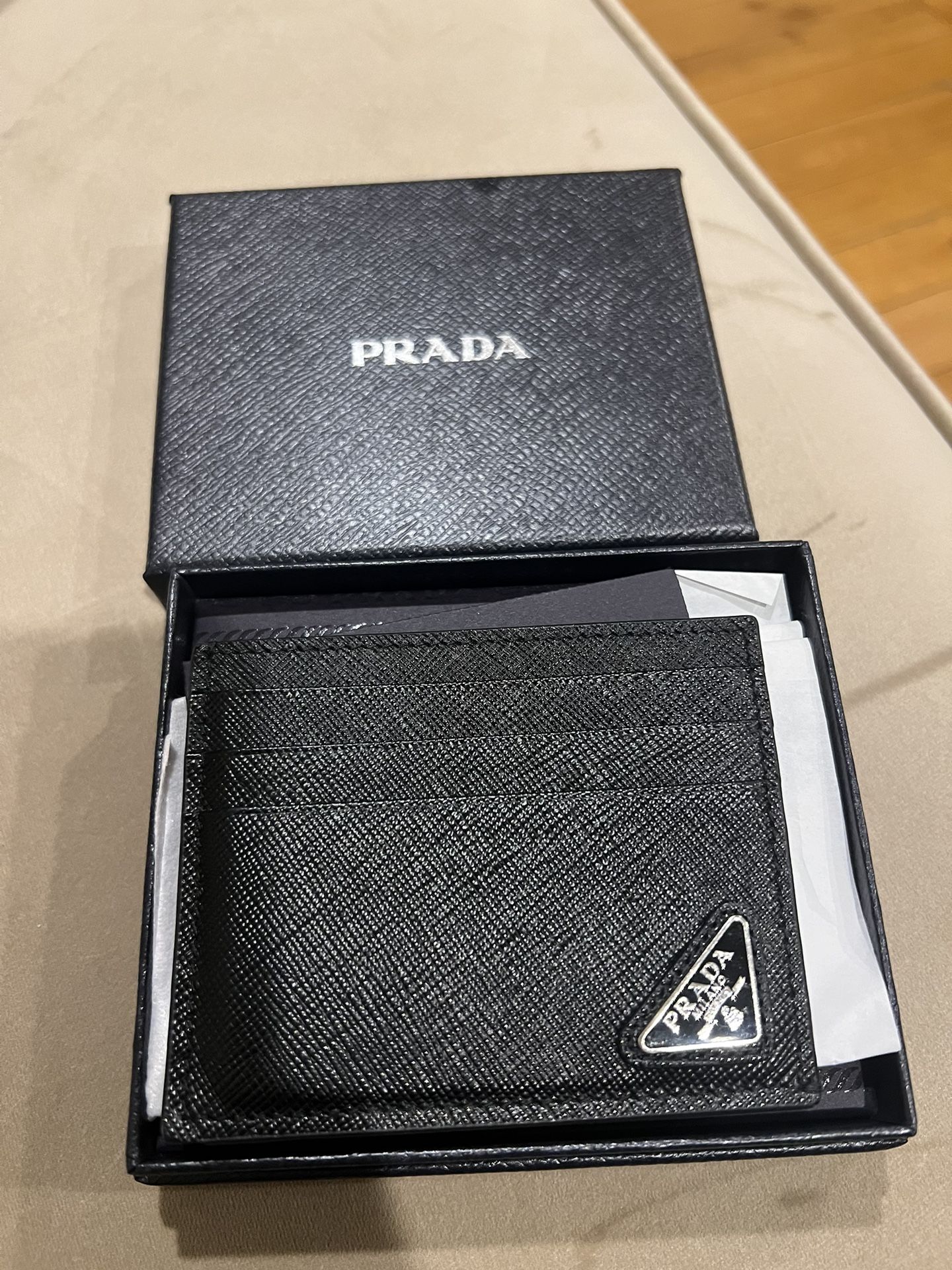 Prada black Leather Card Wallet 