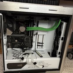 Custom ROG White Mid-Tower PC Case + ASUS Motherboard + AIO Cooler – NO CPU / NO GPU