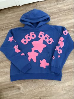 BLUE AND PINK SP5DER HOODIE