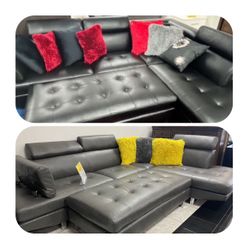 Fourth of July sale. Ibiza sectional sofa and ottoman in gray or black now $899. Easy finance option. Same-day delivery.