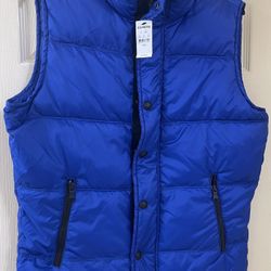 Express Tech Men's Blue Insulated Winter Puffer Vest Polyester Size S NWT