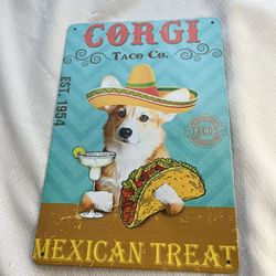 Corgi Taco Night Sign 