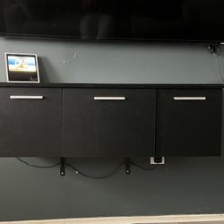 Black Glass Top Floating Shelf