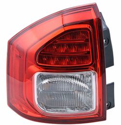 Compatible with 2011 2012 2013 2014 Jeep Compass Left Driver Side Clear & Red Lens w/Bulb Tail Light