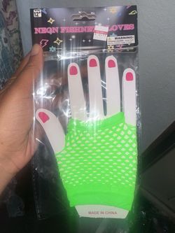 Neon fishnet gloves