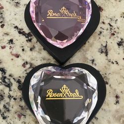 Rosenthal pink crystal heart🩷crystal Heart🩵 Paperweight