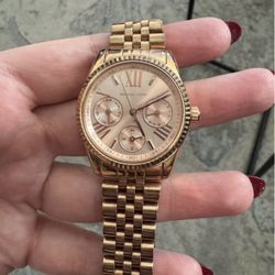 Michael Kors Petit Lexington Chronograph Rose Gold Tone Watch