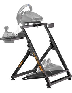 High Compatible Racing Wheel Stand Fits Handbrake, 29 Holes Wheel Panel & 26 Holes Shifter Panel, Foldable Sim Steering Racing Stand, Widely Height Ad