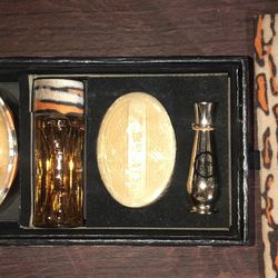 Vintage 1970s Faberge TIGRESS Tiger Stripe Velour Velvet Box 