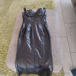 Black Faux Leather Dress